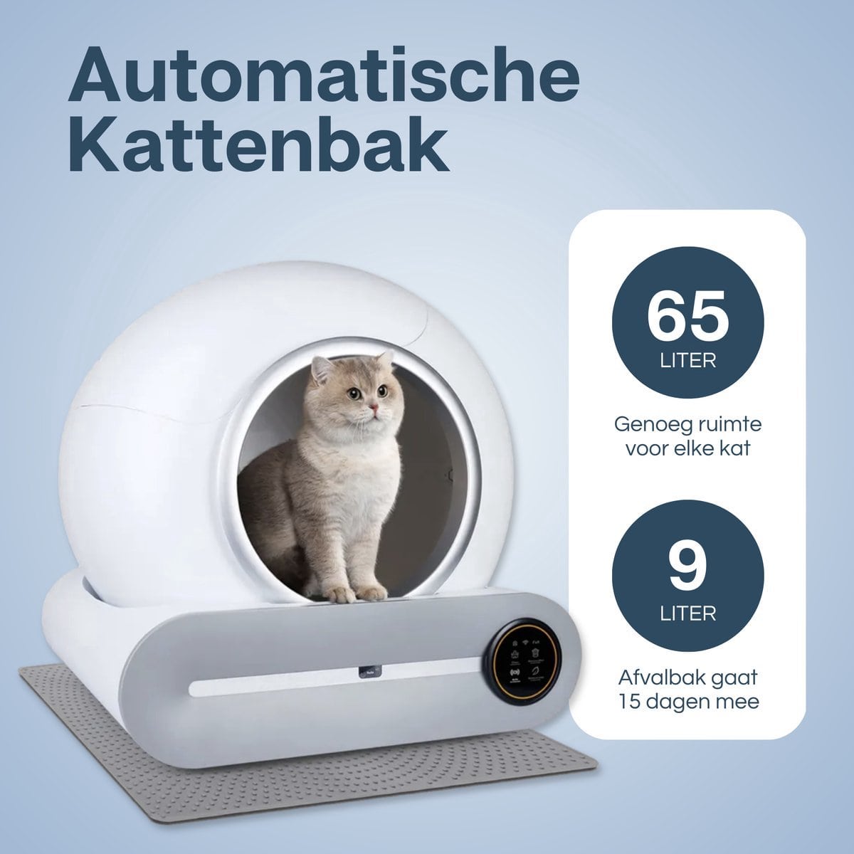 Zelfreinigende Kattenbak XXL - 65L - Automatisch - Electrische Kattenbak - Incl. App - Wit