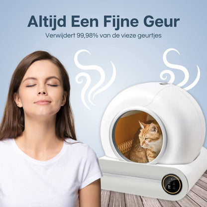 Zelfreinigende Kattenbak XXL - 65L - Automatisch - Electrische Kattenbak - Incl. App - Wit