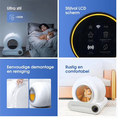 Zelfreinigende Kattenbak XXL - 65L - Automatisch - Electrische Kattenbak - Incl. App - Wit